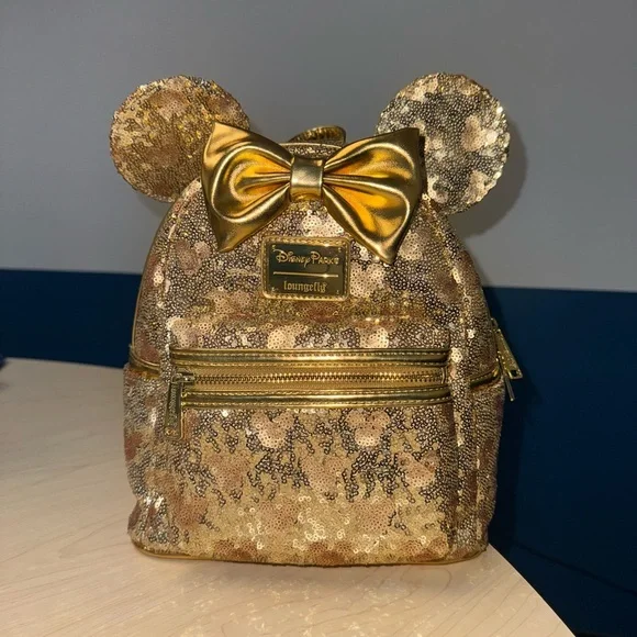 Disney | Bags | Disney Parks Loungefly Gold Sequin Mini  display picture 2